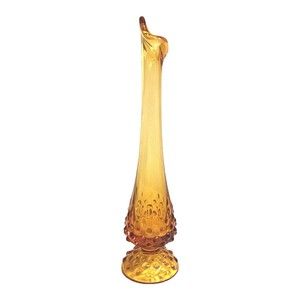Fenton Vintage Hobnail Amber Glass Swung Bud Vase Stretch